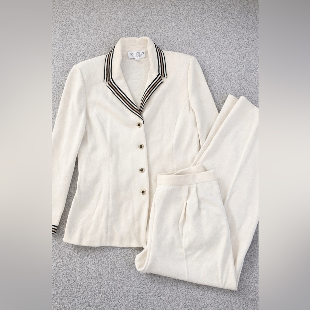 St. John Collection Cream suit pant SET w/blazer and pant size 10 - Picture 3 of 5